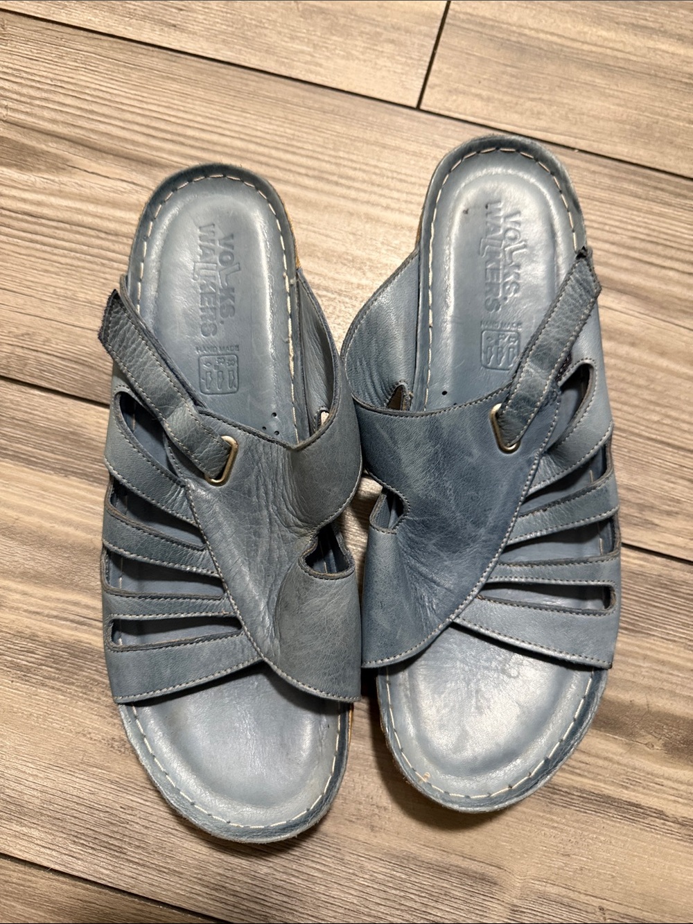 Volks Walker Blue Leather Slide Sandals size 41